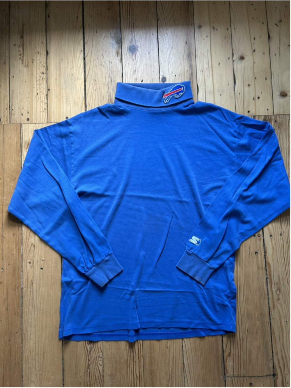 Vintage 80s Buffalo Bills Starter Long Sleeve Turtleneck Shirt Mens LARGE, Blue